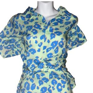 Women’s Xhilaration Green/Blue Animal Print 2 Piece PJ Short Set. NWOT.